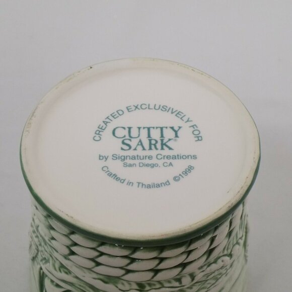 2 Cutty Sark Ceramic Whiskey Rocks Glasses Clipper Ship Green White Vintage 1998 - Picture 9 of 9